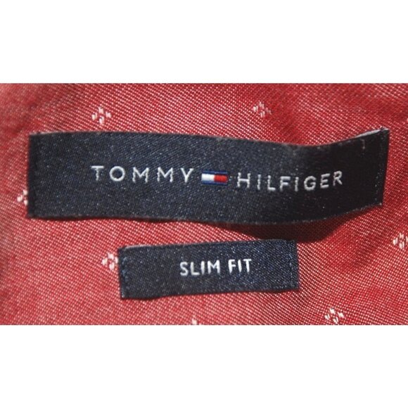 Tommy Hilfiger Men's Maroon Shirt Size 15.5 32/33 Button Up Collar LS Cotton - Picture 5 of 7